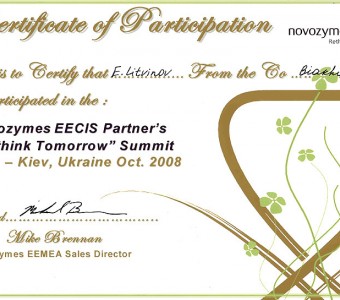 10) 2008.10.00 Novozymes Summit Certificate Litvinov E